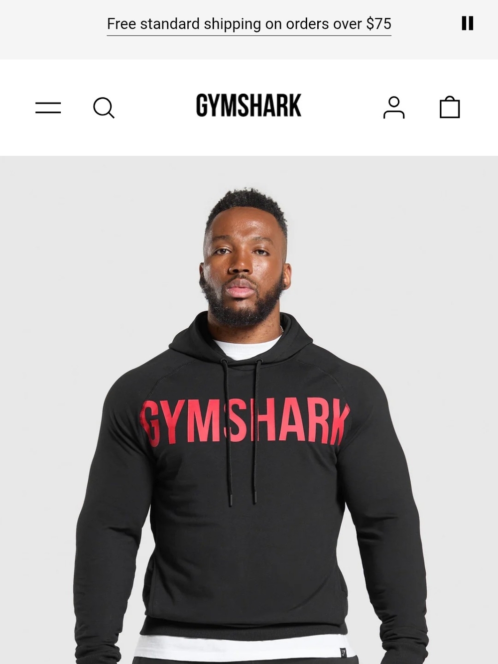 Gymshark Men’s Black Hoodie with Red Logo